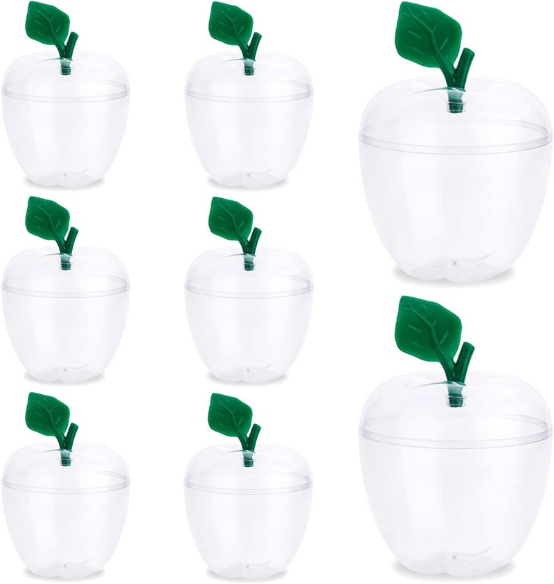 TABGACH Large Clear Apple Container Jar for Teachers ,Apple Shaped Candy Jar Back To School Teacher Appreciation Gift,Plastic Apple Classroom Wedding Valentine Day Party Christmas Decorations (8 Pack 17oz) - Image 1